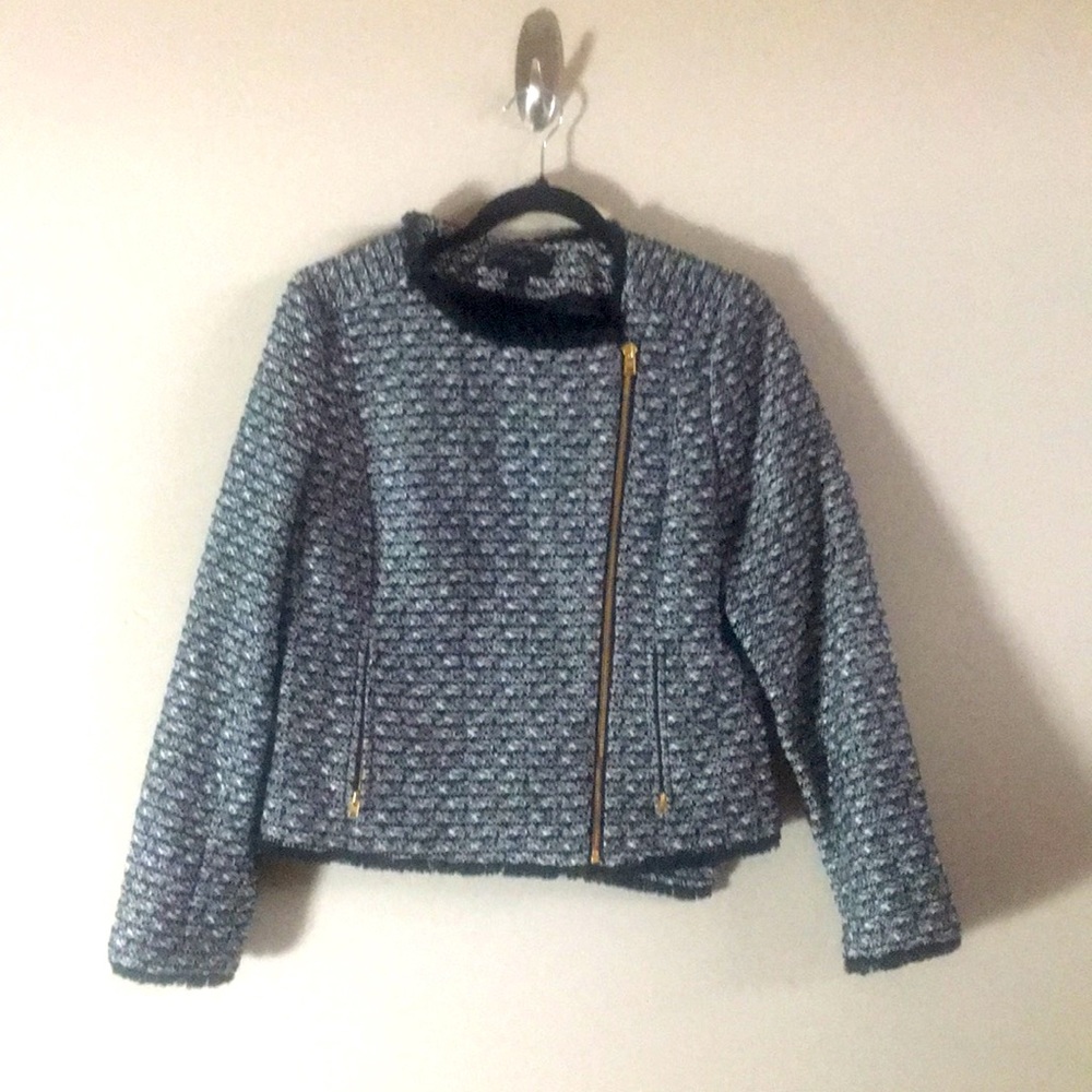 J.Crew size 8 Tweed Moto fringe blazer